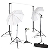 Photo 3 Head 900W Umbrella Lighting Kit Black Muslin Backdrop Stand Kit