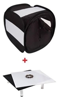 Pro 16" Black Studio Light Photo Jewellery Tent & Black/ White Riser Kit