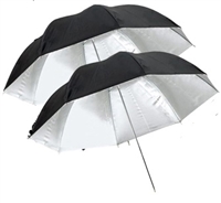 Pro 2 x 33" Silver / Black Reflective Photo Studio Umbrella