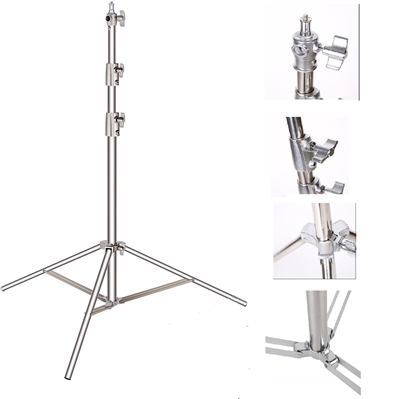 100% Stainless Steel Heavy Duty Light Stand, 5-9 feet/1.5-2.8 Meters with 1/4-inch to 3/8-inch Universal Adapter Adjustable Photographic Sturdy Tripod