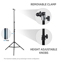 CanadianStudio Photo Studio 1x 8 ft heavy duty light stand & clamp for Pop Out Muslin Backdrop & Reflector Clip Stand Kit - Cast Metal clamp for Collapsible backdrop lightweight stand (stand with clamp only)