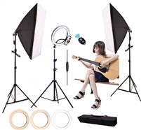 Softbox LED lighting kit with 10 inch LED Ring Light kit - CanadianStudio LED Camera Selfie Softbox Light Ring with iPhone Tripod and Phone Holder for Video Photography Makeup Live Streaming, Compatible with iPhone and Android Phone