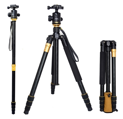 CanadianStudio Q-999 SLR Camera Tripod Monopod & Ball Head Portable Professional Compact Aluminum Camera Tripod Camcorder Stand with Pan Head Plate and Phone Holder Mount for DSLR Canon Nikon Sony DV Video and Smartphones â€¦