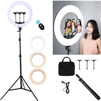 CanadianStudio 18-inch Ring Light with Stand,3000-6000K 65W LED Camera Light for Video Vlog,Including Wireless Remote, 3 Phone Holder & USB Charged Port