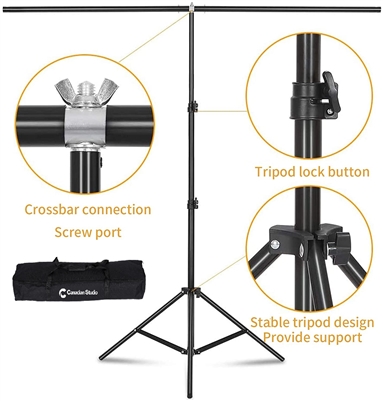 New 1.5M (wide) x2M (tall) fully adjustable T shape Background Support Backdrop Stand Kit with case