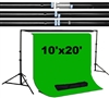 Pro 10ft x 10ft heavy duty backdrop support kit & 10ft x 20ft green muslin backdrop kit