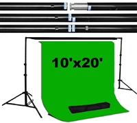 Pro 10ft x 10ft heavy duty backdrop support kit & 10ft x 20ft green muslin backdrop kit