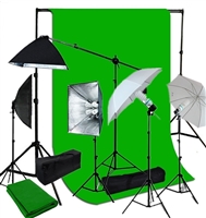 5 lights 4 socket softbox and umbrella lighting kit with 6ft x 9ft backdrop support kit