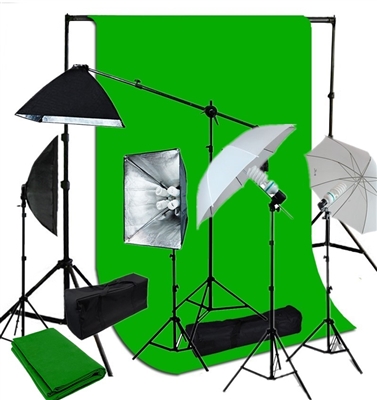 5 lights 4 socket softbox and umbrella lighting kit with 10ft x 12ft backdrop support kit