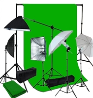 5 lights 4 socket softbox and umbrella lighting kit with 10ft x 12ft backdrop heavy duty support kit