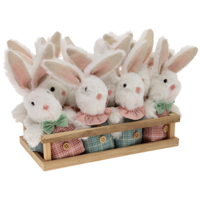 Crate of Plaid Bunny Ornaments (Set of 12)