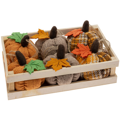 Fall Plush Pumpkins In Crate Set of 6