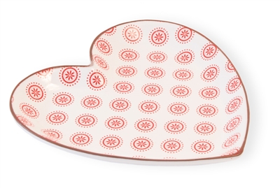 Red Cherry Dot Terracotta Heart Plate