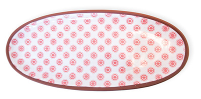 Red Cherry Dot Terracotta Oval Platter