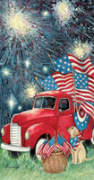Old Glory Red Truck Guest Towel