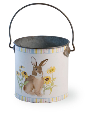 Bunny in Flowers Pail