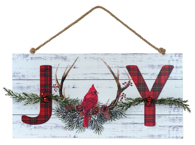 Plaid Joy with Cardinal Sign