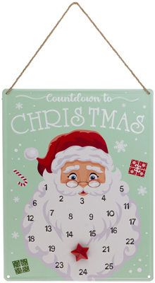 Xmas Countdown Jolly Santa Face Sign