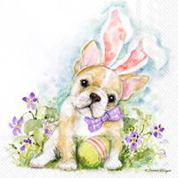 Easter French Bulldog Cocktail Napkin