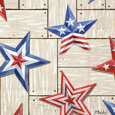 Patriotic Barn Stars Cocktail Napkin