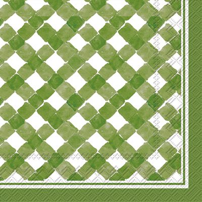 Gingham Green Cocktail Napkin