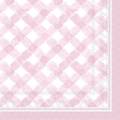 Gingham Cocktail Napkin light rose