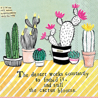 Curly Girl Cactus Blooms Cocktail Napkin