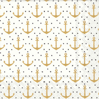 Anchor Dots Cocktail Napkin gold