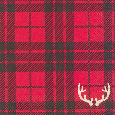 Red Flannel Antlers Cocktail Napkin