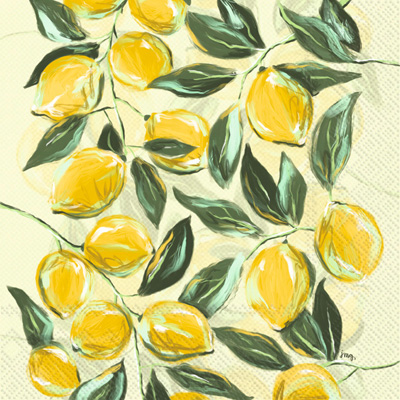 Painterly Lemons Cocktail Napkin