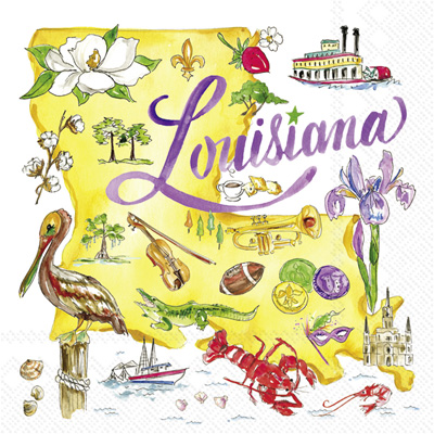 Rosanne  Beck - Louisiana State Collection LA Cocktail Napkin