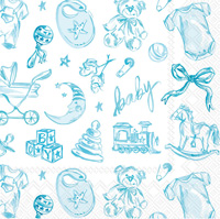 Baby Toile Cocktail Napkin blue