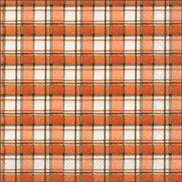 Orange And Gray Plaid Cocktail Napkin