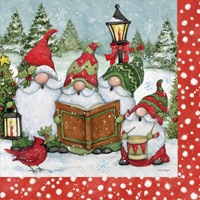 Gnome Carolers Cocktail Napkin