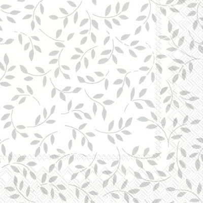 Folia White/Silver Cocktail Napkin