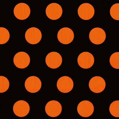 Big Dots Black Orange Cocktail Napkin