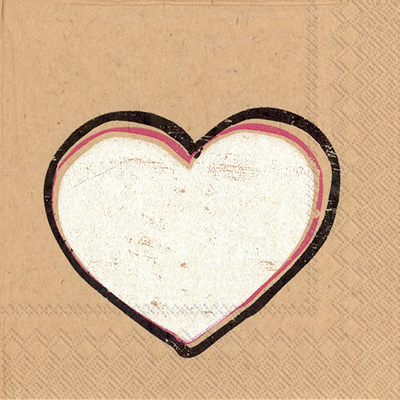 Brown Paper Heartbeat Cocktail Napkin