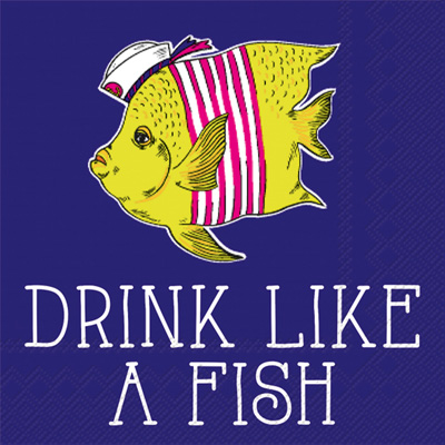 Rosanne Beck Boho Animals: Drink Like a Fish Cocktail Napkin