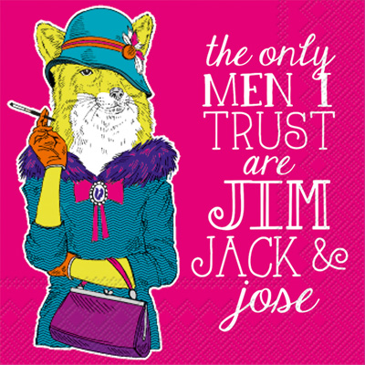 Rosanne Beck Boho Animals: The Only Men I Trust Cocktail Napkin