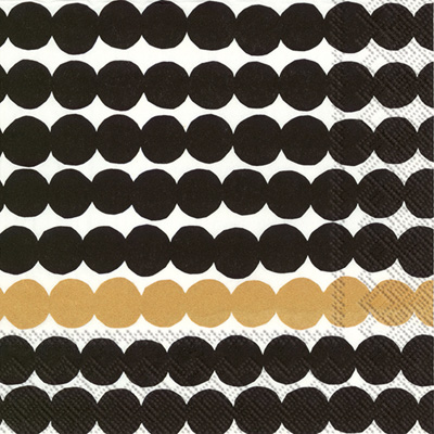 Marimekko Rasymatto Black Gold Cocktail Napkin