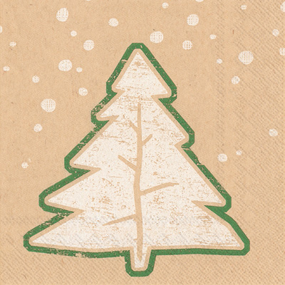 Brown Paper Fir Tree Cocktail Napkin