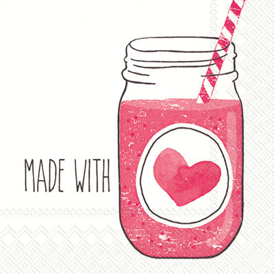 Made with Love Red Cocktail Napkin