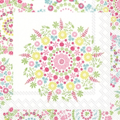 Lilly White Pink Cocktail Napkin