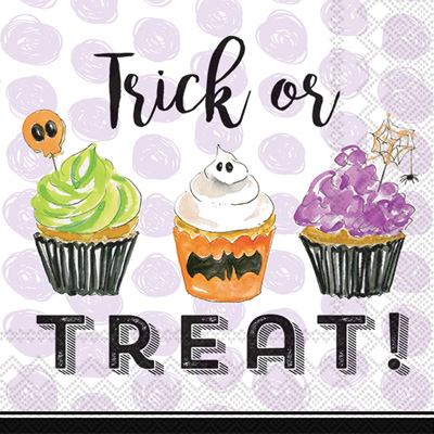 Rosanne Beck - Trick or Treat Cupcakes Cocktail Napkin