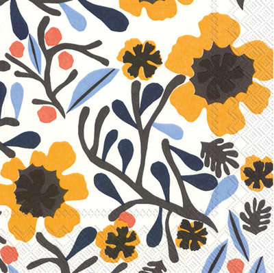 Marimekko Mykero White Yellow Cocktail Napkin