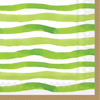 Wavy Stripe Cocktail Napkin green