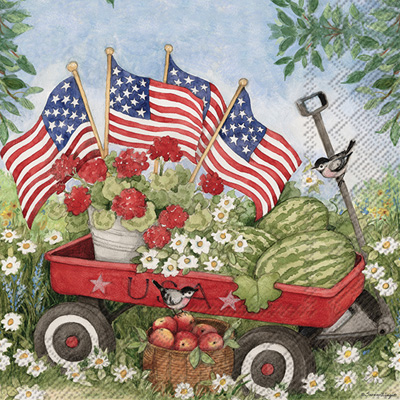 Patriotic Wagon Cocktail Napkin