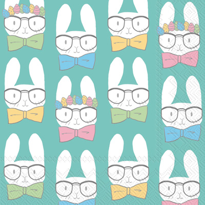 Easter Bunnies Turquoise Cocktail Napkin