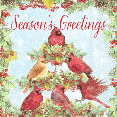 Cardinal Tree Season's Greetings Cocktail Napkin