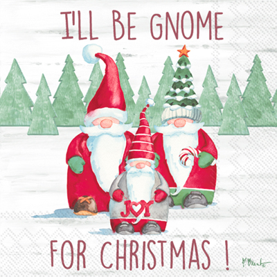 Gnome For Christmas Cocktail Napkin